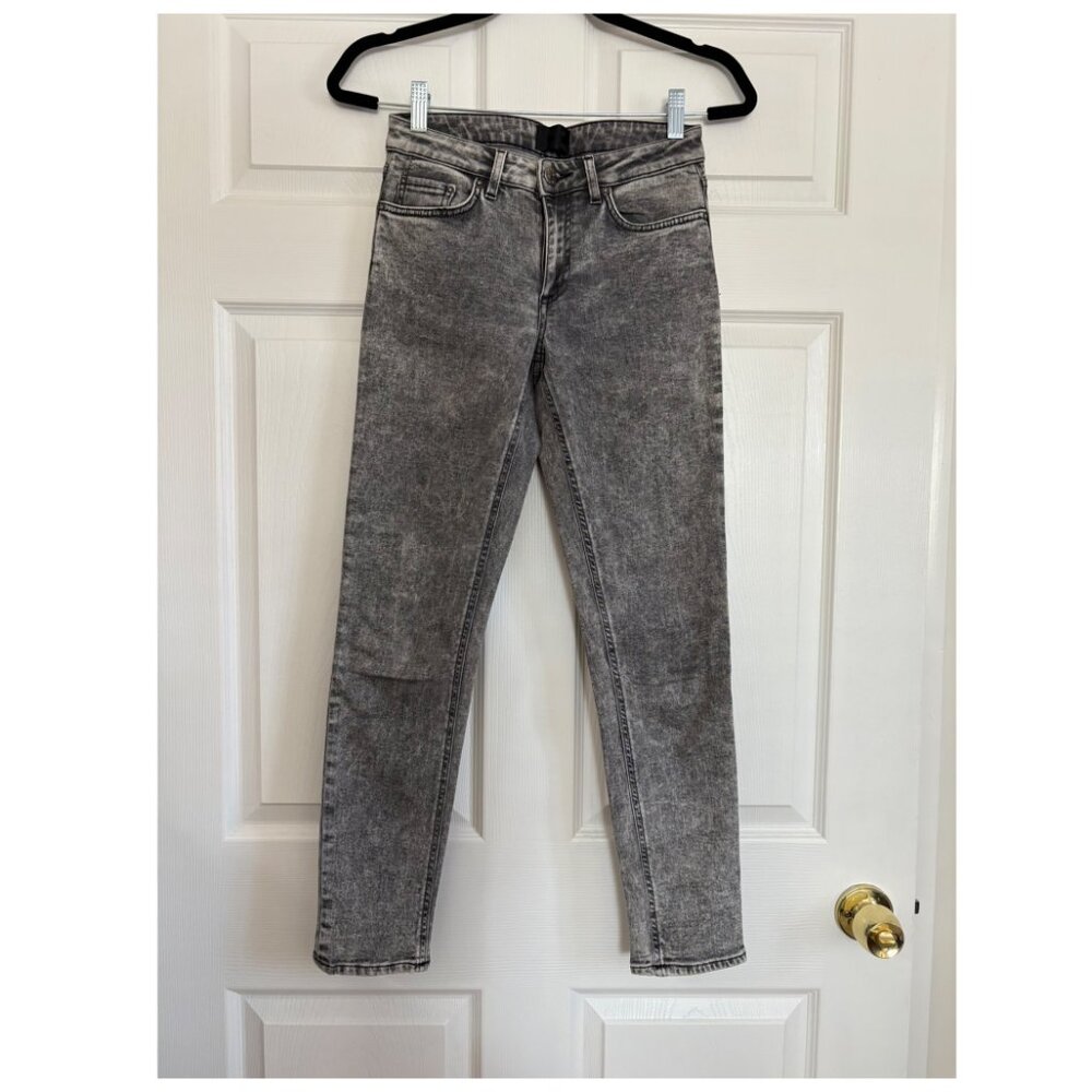 Acne Studios Grey/Black Bleached Skinny Leg Jeans size 27 waist, 32 length.